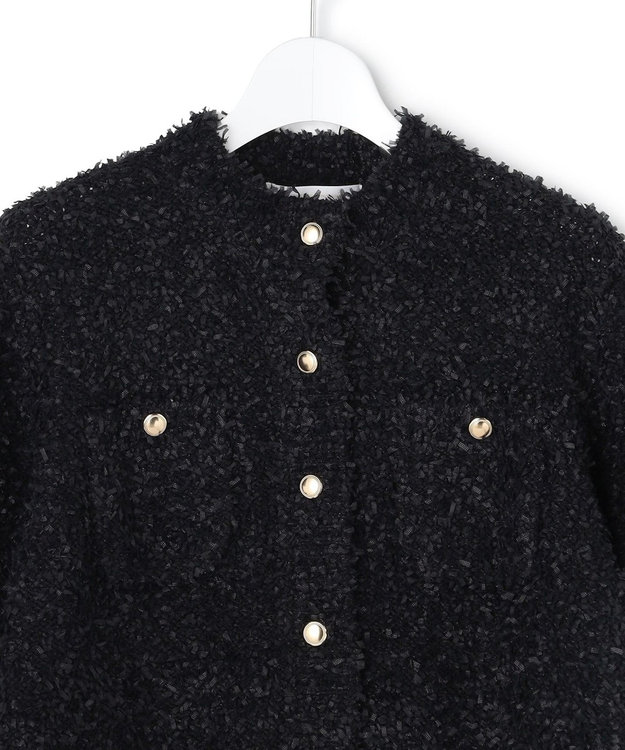近年【44サイズ】23区 ツイードニット ジャケット カーディガン 金ボタン 黒 近年【44サイズ】23区 ツイードニット ジャケット カーディガン 金