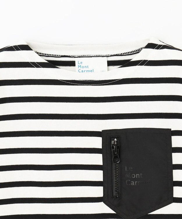 SHARE PARK LADIES 【KIDS】ボートネックボーダーＴシャツ オフ×ブラックボーダー