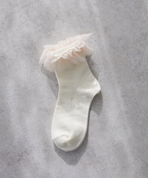 Maison de FLEUR チュールボリュームフリルソックス Ivory