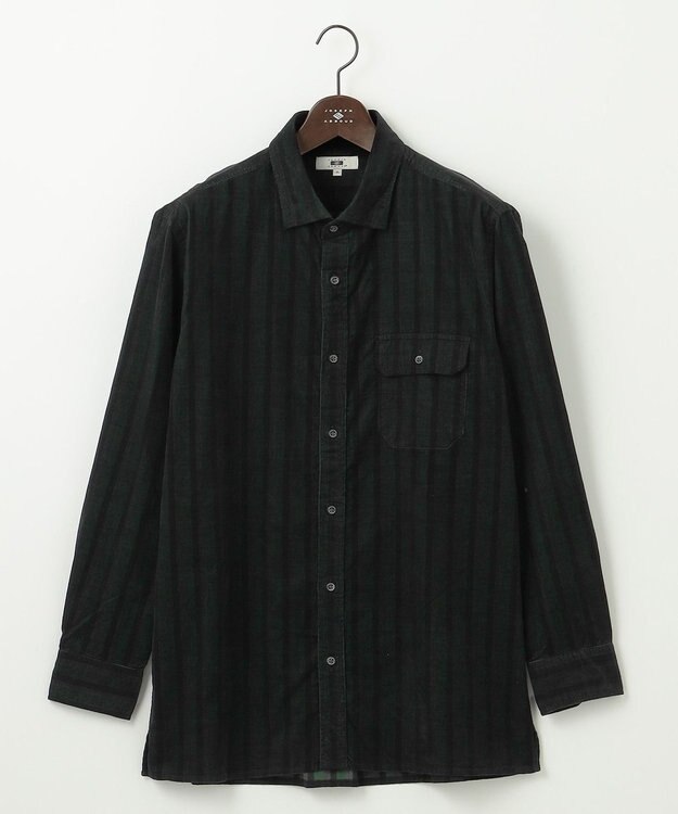 JOSEPH ABBOUD 【キングサイズ・羽織にも】コーデュロイシャツ ブラック系