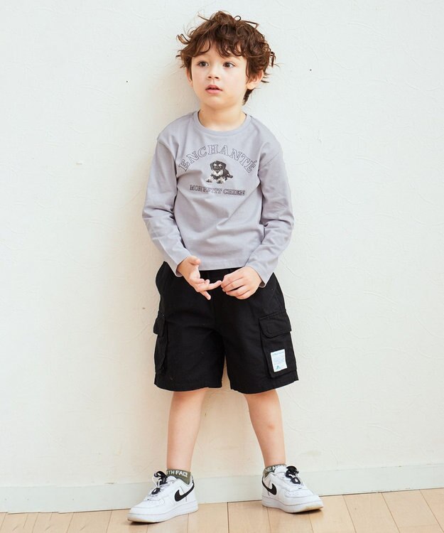 ANY KIDS アートモチーフ 長袖 Tシャツ サックスブルー×イヌ
