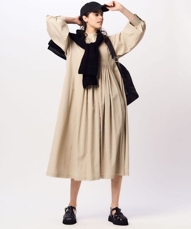 23区 【新色追加/洗える】ヴィンテージライトタフタ ブザム ワンピース ベージュ系