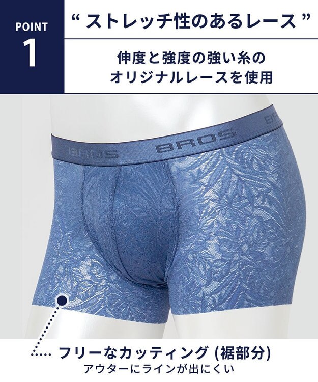 WACOAL MEN ボクサーパンツ【レースボクサー】フロント快適グラマラス 通気性 フリーなカッティング(裾部分) 前閉じ レース 下着 GT3341 /ブロス バイ ワコールメン ベージュ