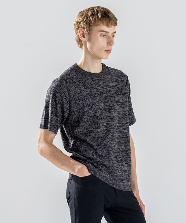 JOSEPH HOMME レクサスムリネ　クルーネック半袖ニット グレー系