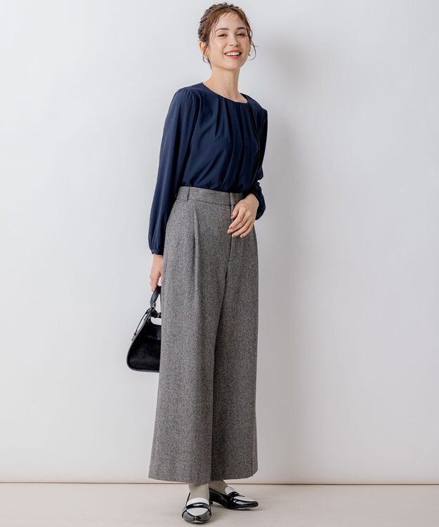 組曲 ドビーシフォン ニュアンスタック ブラウス ネイビー系