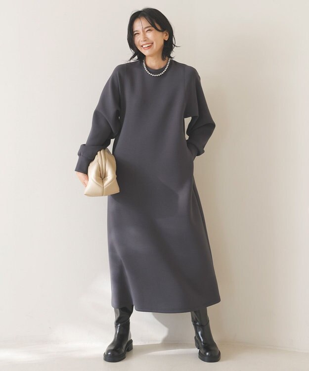 UNFILO BEAUTY FORM JERSEY ワンピース チャコール