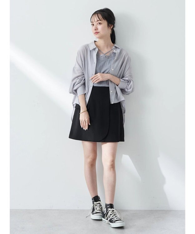 earth music&ecology シアードロストシャツ Light Gray