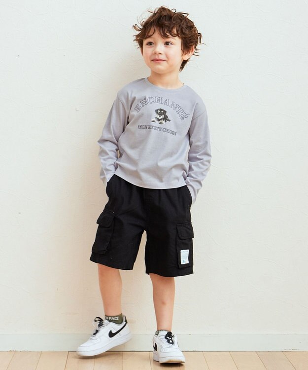 ANY KIDS アートモチーフ 長袖 Tシャツ サックスブルー×イヌ