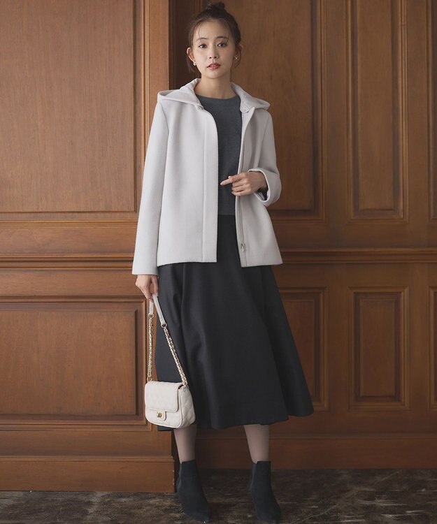 組曲 【WEB一部店舗限定】ウールジョーゼット フレアスカート ブラック系