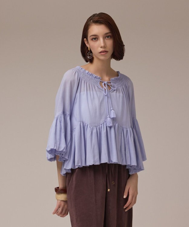 GRACE CONTINENTAL バルーンカフタントップ サックス