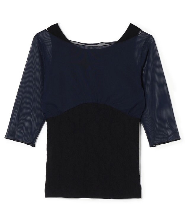 Chacott カップ付きレイヤードニットトップ ブラック