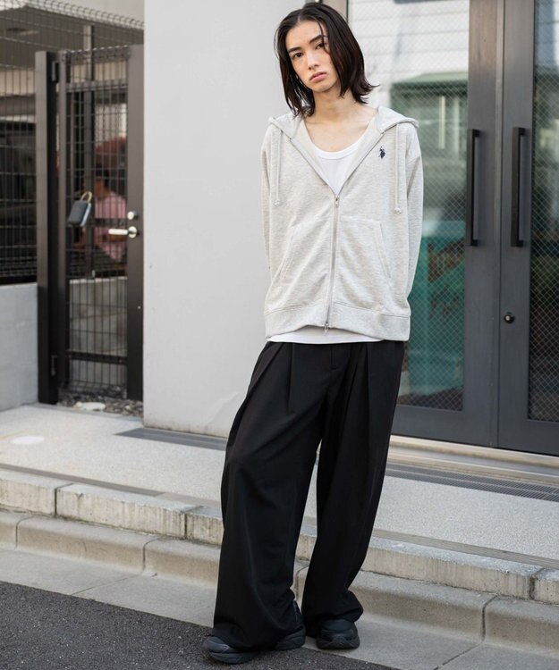 WEGO 【WEB限定/ユニセックス着用ITEM/25年秋冬新作/SMLサイズ展開】別注U.S.POLO ASSN.　ZIPパーカー 杢グレー