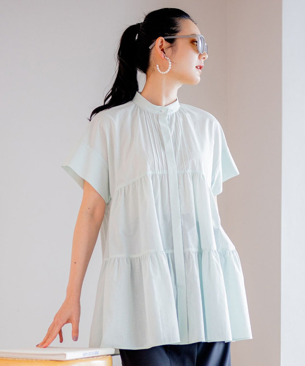 洗える】ナチュラルローンギャザーフレア ブラウス / 組曲