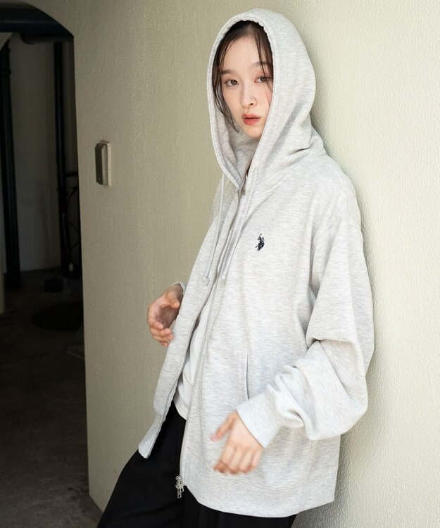 WEGO 【WEB限定/ユニセックス着用ITEM/25年秋冬新作/SMLサイズ展開】別注U.S.POLO ASSN.　ZIPパーカー 杢グレー