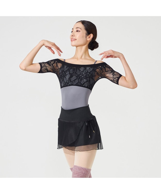 Chacott ハーフスリーブレオタード ダークグレー