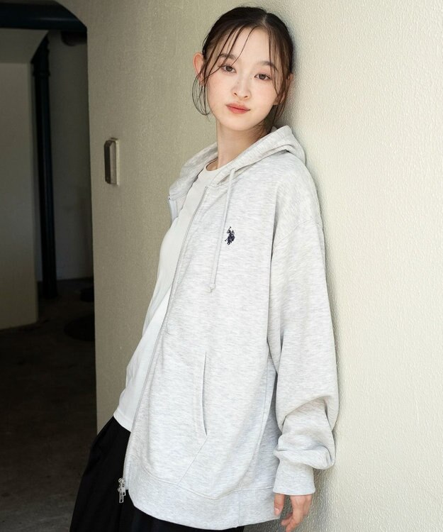 WEGO 【WEB限定/ユニセックス着用ITEM/25年秋冬新作/SMLサイズ展開】別注U.S.POLO ASSN.　ZIPパーカー 杢グレー