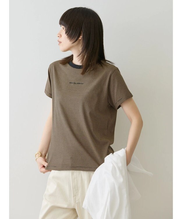 AMERICAN HOLIC 刺繍ロゴボーダープルオーバー Mocha