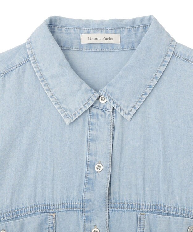 Green Parks シアーデニム２ＷＡＹビックドルマンシャツ Light Indigo