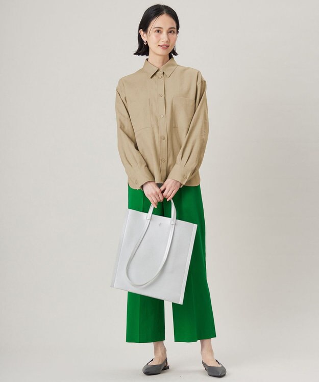 自由区 【洗える】ドビーオックスストレッチシャツ アウター ベージュ