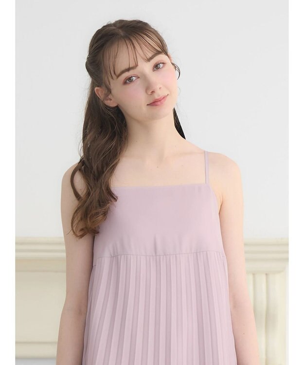 earth music&ecology ＳＥＴ２点　オーガンジー刺繍＋プリーツワンピース Pink