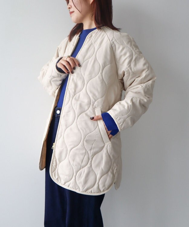 Green Parks 撥水加工　キルティングＺＩＰブルゾン Ecru