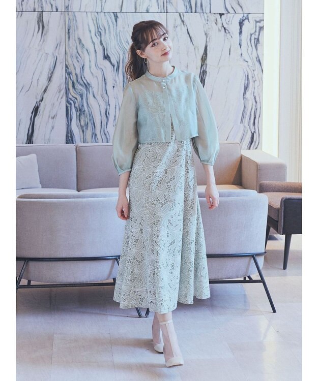 earth music&ecology ＳＥＴ２点　シアーブラウス＋レースキャミワンピース Mint