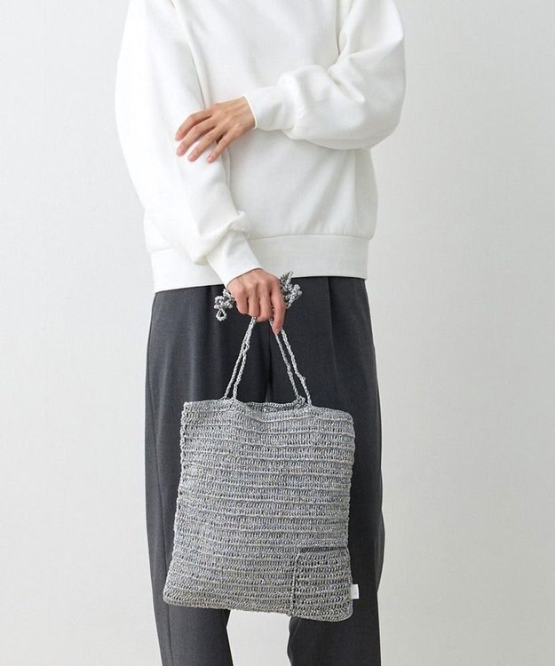 ROOTOTE 1091【手編みカゴバッグ風】SC.トール.クロッシュメタリック-A 02：シルバー