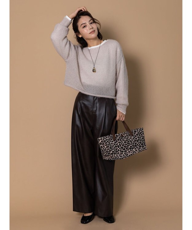 Te chichi 【泉 里香さん着用・Oggi.jp10/23掲載】キャットヤーンメッシュニット グレー