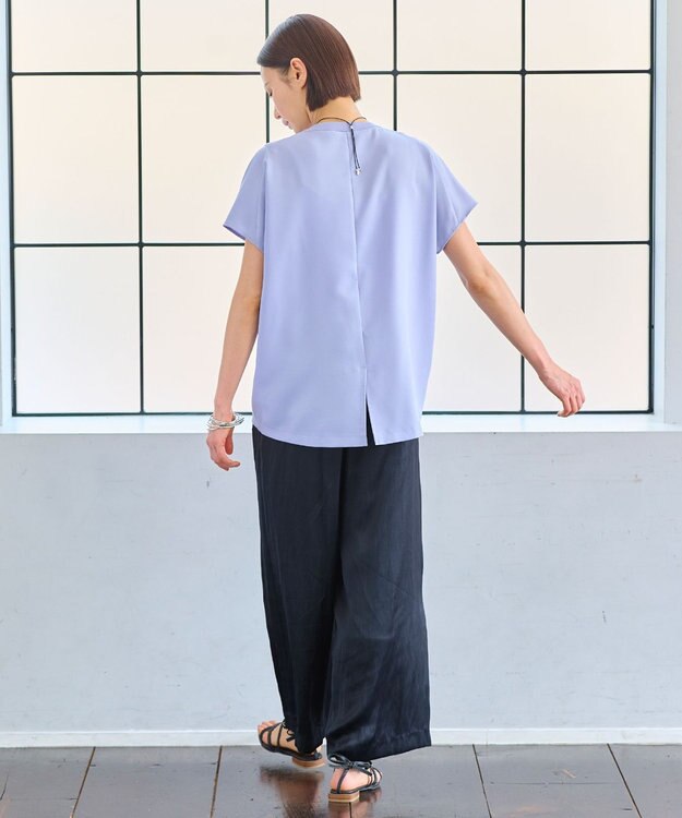 自由区 【洗える・XSサイズあり】ハイブリットレーヨンアムンゼン ブラウス ダルブルー系