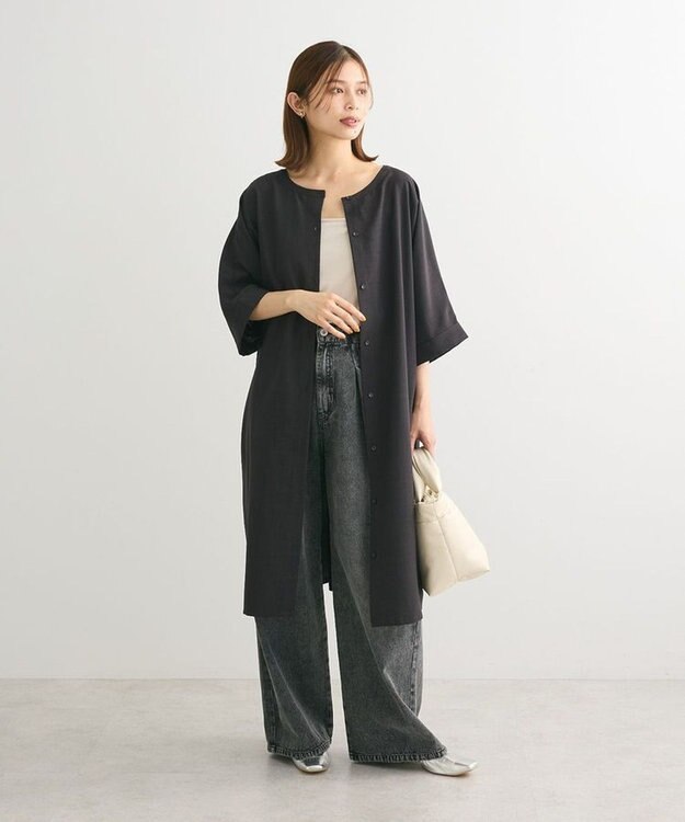 Green Parks ・ＥＬＥＮＣＡＲＥ　ＤＵＥ　デニムタックワイドパンツ Black