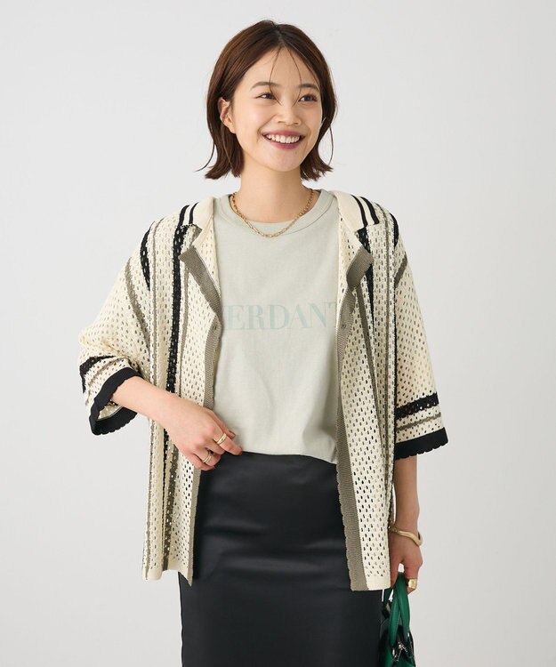 CRAFT STANDARD BOUTIQUE クロシェバイカラーニットプルオーバー Ivory