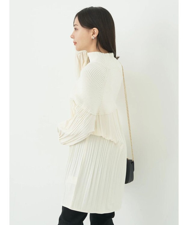 earth music&ecology プリーツフレアニットチュニック Ivory