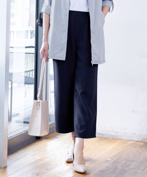 Tiaclasse 【新色追加・洗える】ストレートワイドパンツ ネイビー