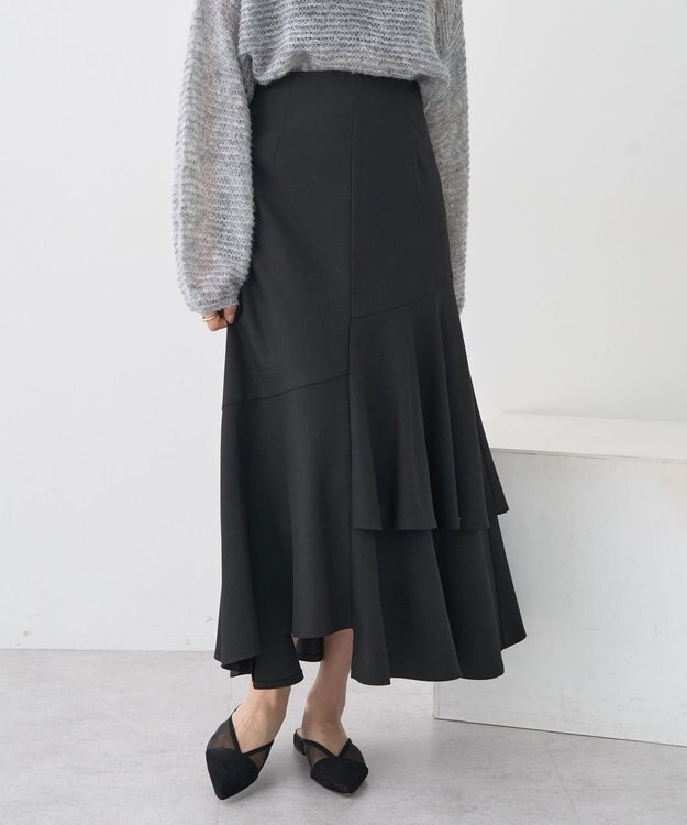 earth music&ecology ティアードイレヘムスカート Black