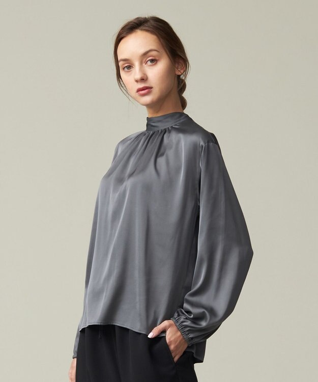 J.PRESS YORK STREET 【WOMEN】ボウタイブラウス グレー系