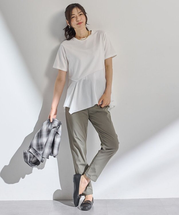 ANY L 【洗濯機可】コンビネーションイレヘムカットソー オフホワイト