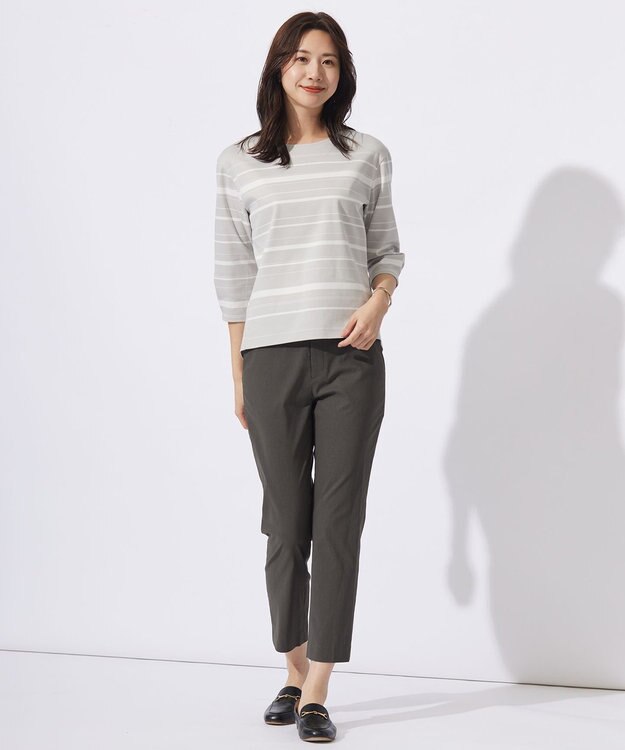 J.PRESS LADIES 【WEB限定カラーあり・洗える】セルロースリネンストレッチ テーパード パンツ スレート系