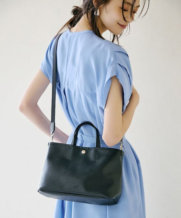 TOPKAPI 【Breath TOPKAPI】RIPPLE リプル ショルダー付き シンプル ミニ トートバッグ ブラック