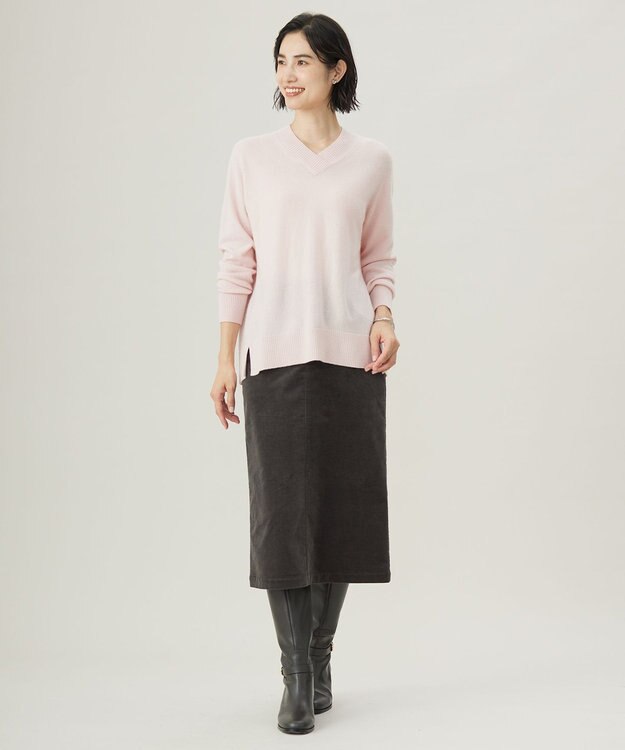 J.PRESS LADIES L 【洗える】CASHMERE BLEND Vネック プルオーバーニット ピンク系