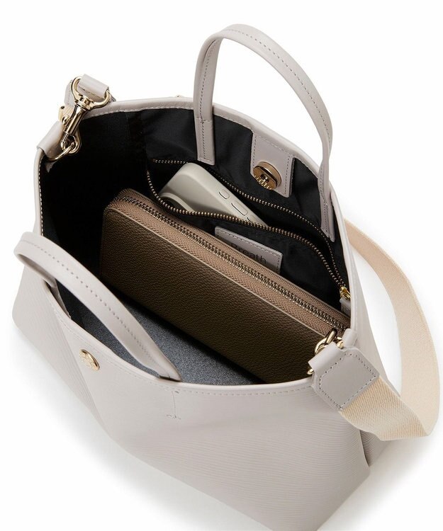 TOPKAPI 【Breath TOPKAPI】RIPPLE リプル ショルダー付き シンプル ミニ トートバッグ サンドグレー