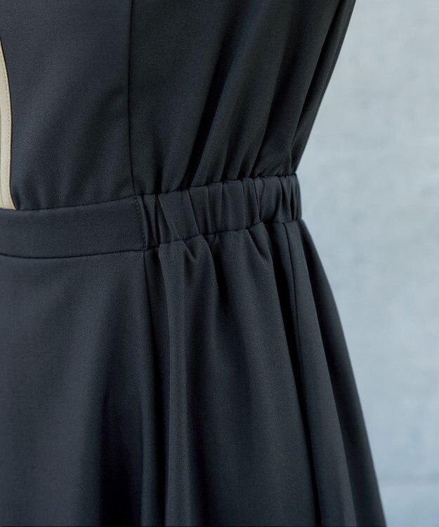 Tiaclasse L 配色フレアワンピース ネイビー