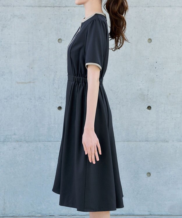 Tiaclasse L 配色フレアワンピース ネイビー