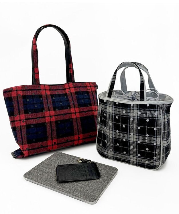 ROOTOTE 1344【フェルト生地】LT.スクエア.ドットチェック-A 01：ブラック