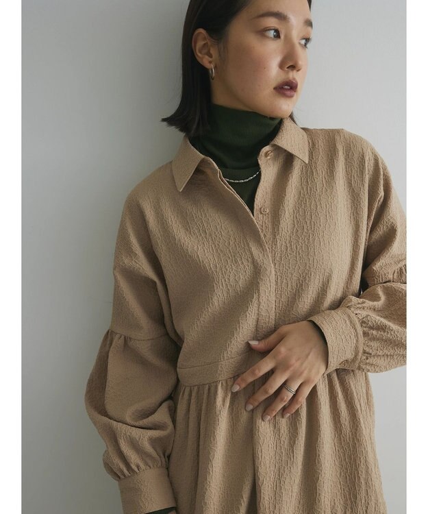 Green Parks armonia. ジャガードシャツワンピース Beige