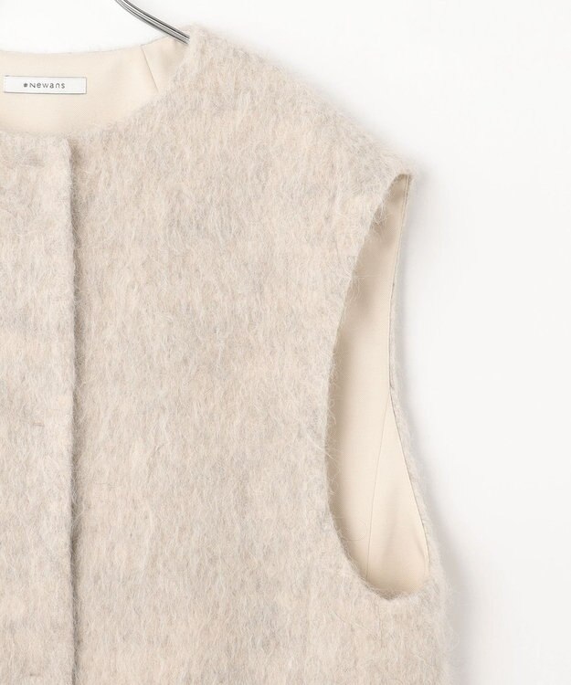 #Newans ロングコクーンファーベスト エクリュ