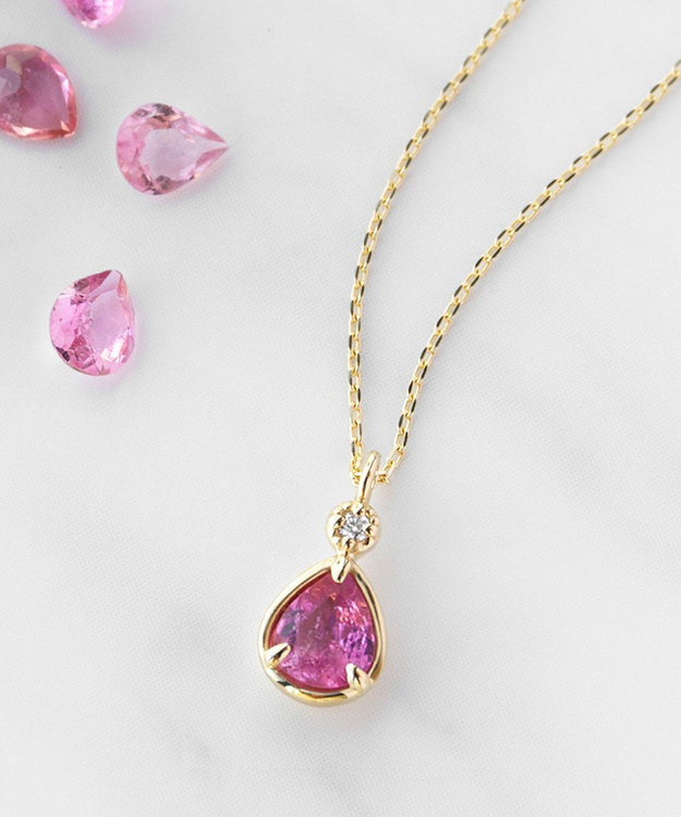 TOCCA 【WEB＆数量限定】PIECE OF FLOWER NECKLACE K10 ピンクトルマリン ダイヤモンド ネックレス ピンクトルマリン