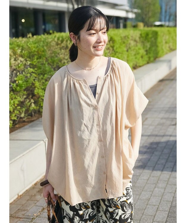 CRAFT STANDARD BOUTIQUE ウ゛ィンテージボイル２ＷＡＹタックブラウス Beige