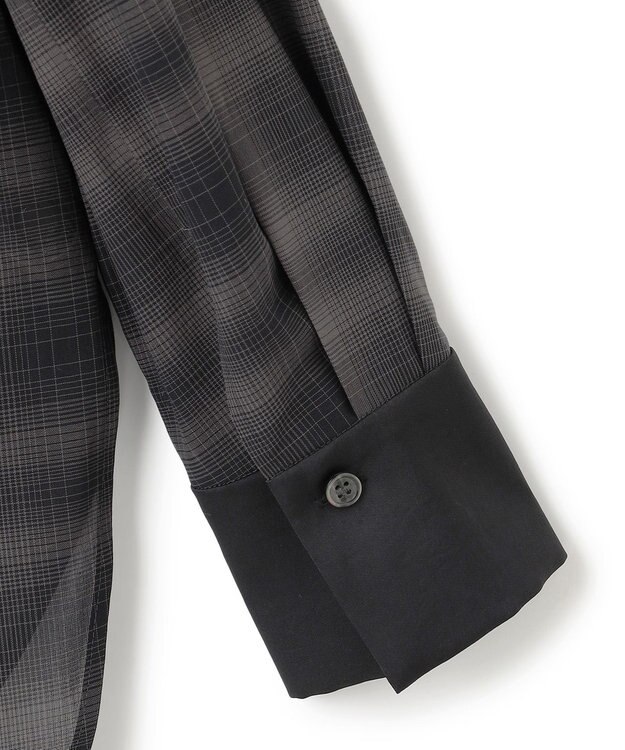 ICB 【洗える】シアーボイル バンドカラーシャツ オンブレーチェック