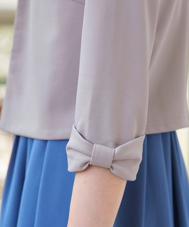 Tiaclasse L 【洗える】袖口リボンカットソーボレロカーディガン グレージュ