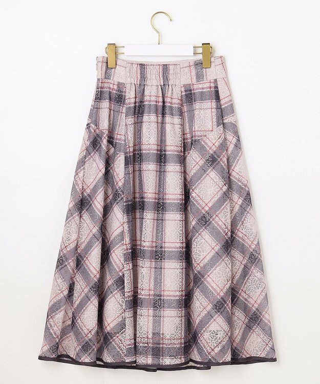 ANY SIS 【洗える】レースオンチェック スカート アイボリー系